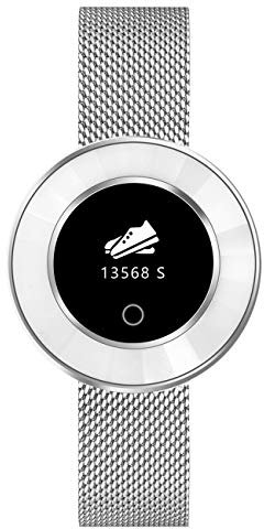Fitnesstracker für Damen mit Herzfrequenz Blutdruck Messung Sauerstoff Schrittzähler Smartwatch Armband Uhr Silber - 9705-19