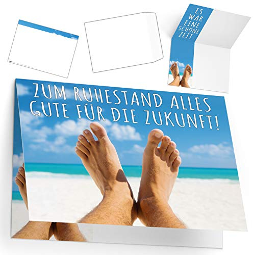 A4 XXL Ruhestandskarte FÜSSE AM STRAND mit Umschlag - Abschiedskarte zur Rente Pension Ruhestand Karte für Kollegen Mitarbeiter Chef von BREITENWERK