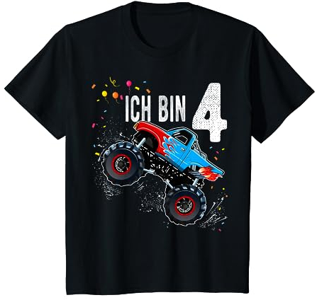 4 jahre Junge Mädchen Geburtstag Shirt Monster Truck T-Shirt