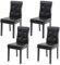 Mendler 4er-Set Esszimmerstuhl HWC-E58, Stuhl Essstühle - Kunstleder schwarz, dunkle Beine