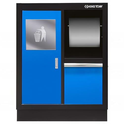King Tony - Meuble bas bleu avec poubelle intégrée et support rouleau papier - 680 x 910 x 460 mm