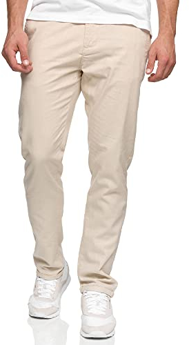 Indicode Herren Bryne Stoffhose aus Baumwolle & Leinen | Herrenhose Freizeithose Männer Fog, M