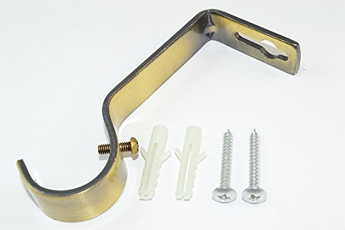 2 x Halterungen für Gardinenstange, Messing-Effekt, Stahl, 28 mm