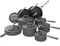 Ninja C39900 16-Piece Cookware Set Foodi Neverstick, Premium Anti-Scratch Nesting Pots & Pans with Lids, Aluminum, Slate Gray