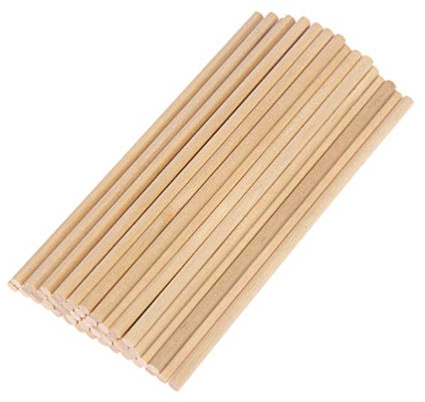 EXCEART Holzdübel Set 200 Stück 15 Cm Lange Holzstäbe 4 Mm Rund Bastelstäbchen Für Diy Handwerk Modellprojekte Kuchen Pop Sticks