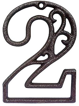 INCREWAY Numero civico in ghisa, 11,4 cm, intagliato, decorativo, ferro, retrò, ghisa, numeri postali per caffetteria, bar, ristorante (2)