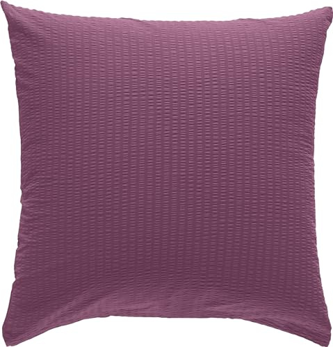 Erwin Müller Kissenbezug, Kissenhülle Seersucker Uni Serie Rosenheim aubergine Größe 80x80 cm - pflegeleicht, bügelfrei, mit Reißverschluss