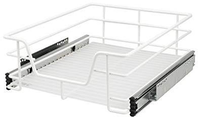 bremermann Teleskopschublade 45 cm mit Einlegeboden, Küchenschublade zum Nachrüsten, Vollauszug mit Teleskop-Schienen, Schrankauszug ideal für Küche, Bad & Schlafzimmer, aus Metall, gr (Weiß)