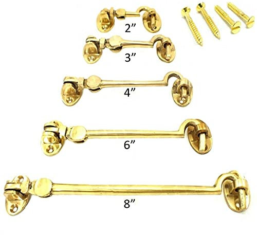 SISI UK® Brass Cabin Hooks, Premium Quality, Latch Hooks (4'' (100mm))