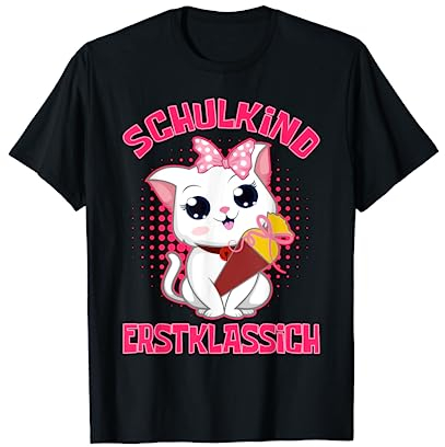 Schulkind Erstklassig Katze mit Schultüte Einschulung T-Shirt