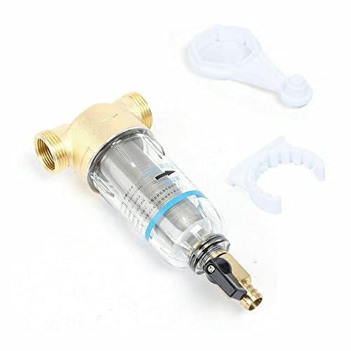 Futchoy Prefiltro per pompe da giardino e impianti idrici domestici, filtro in acciaio inox 304 con inserto filtro, pompa filtro 2,6-4t/h, 7,9 x 3,5 x 2 cm