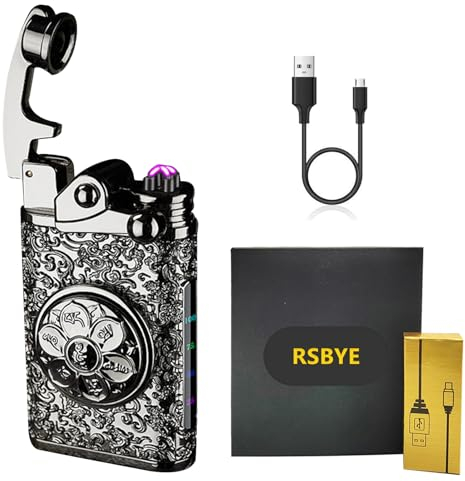 RSBYE Elektrisch Lichtbogen Feuerzeug USB Aufladbar Plasma,Sturmfeuerzeug Elektro Winddicht Arc Lighter Wiederaufladbar für Kerzen Küche Geschenk (Schwarz Drache)