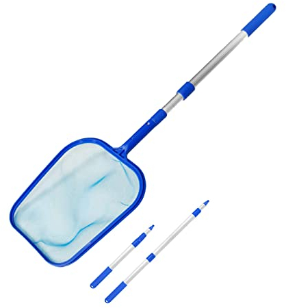 SRHIMEOS Pool Kescher, Pool Skimmer mit Teleskopstange, Aquarium, GartenteichPool Skimmer mit Teleskopstange, für Spas, Aquarium, Gartenteich (A)