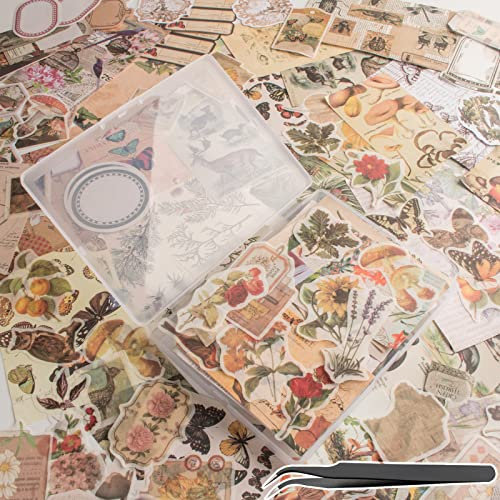 200 Stück Vintage Scrapbook Aufkleber, ästhetisches Junk Journal Stamping Supplies Kit, Scrapbooking Ephemera Washi Papier für Bullet Journaling Planer Tagebuch Collage