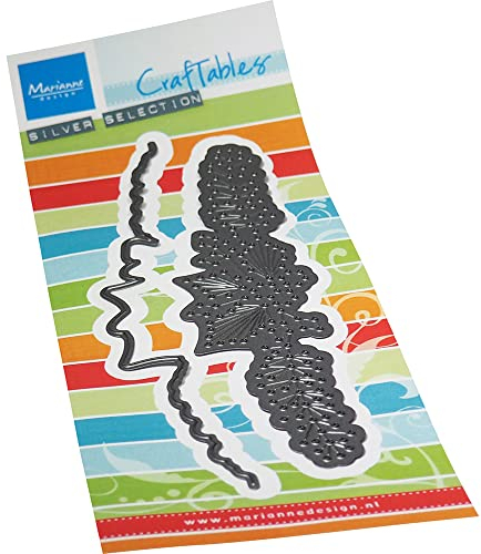 Marianne Design Craftables Nähbordüre aus Kiefernzweigen, für Papierbastelprojekte, Silber oder Weiß, Einheitsgröße