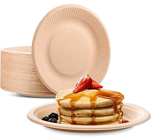 Scandinavian Home - Piatti di carta usa e getta per dessert 18 cm, 50 pezzi | Eco Biodegradabile | Piatti usa e getta | Piatti di carta riciclabili rotondi