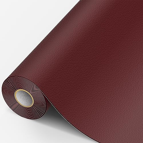 MICTER Grande Pelle Adesiva per Riparazioni, 40x200cm Patch Pelle Adesiva, Toppe per Riparazione Autoadesive per Riparazione per Divano, Sedile Auto, Mobili, Borsa in Pelle, Tappezzeria(Rosso vino)