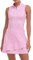 Viracy Tennis Dress for Women Sleeveless Golf Dresses with Shorts and Pockets Ruffle Zip Up Stand Collar Golf Outfits, Pink Houndstooth, M