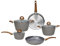 Tognana Natural Love, Batteria di pentole e padelle, Set con 2 padelle, 3 casseruole, 3 coperchi trasparenti, 8 Pezzi, Alluminio, Grigio
