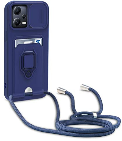 yanasuo Cordon de Coque Compatible avec Xiaomi Poco X5 Pro 5G/Redmi Note 12 Pro 5G, Collier pour Étui Colliers de cellulaire, Silicone Cover Protection de la Caméra Étui Lanyard Case-Bleu