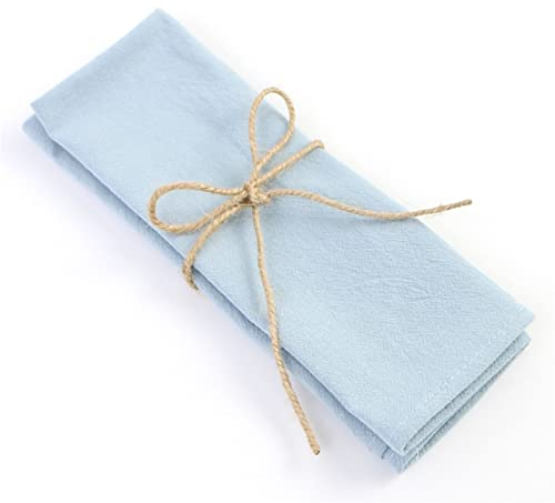 ZOYIEP Stoffservietten, Leinenservietten Stoffservietten 100% Leinen, Servietten Stoff Wiederverwendbare Stoffservietten Leinen Tischdekoration Servietten Hochzeit Deko (Hellblau,4er Set)