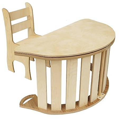 Holzwippe | Montessori Kletterbogen | Bogenwippe Kinder | Kleinkind Kletter Bogen | Skyline Klettergerüst Indoor Kinder | Kletterbogen | Wippe Holz |Schreibtisch mit Stuhl | Spieltisch | CE | Groß L