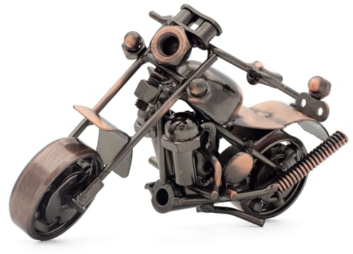 QIRLOEU Motorrad Geschenke für Männer, Einzigartige Geburtstagsgeschenke für Harley Davidson Motorradfahrer, Vintage Metall Motorrad Skulptur Home Office Schreibtisch Dekor (S-3)