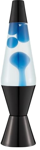 LAVA® - Lampe 2313, blaues Wachs, klare Flüssigkeit, schwarzer Sockel und Deckel, Original 14,5 Zoll Bewegungslampe der Marke, Blau/Klar
