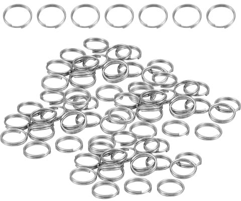 100 Piezas Anillas Llaveros 9 mm Acero Inoxidable Anillo Doble Anillo Dividido Conector Llavero,Arandela para llaverollavero,Collar,Pulsera,Aretes,Colgante,Fabricación de Joyas Caseras