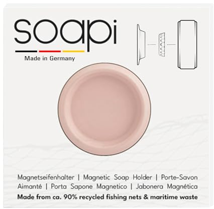 Soapi - Schwebender Seifenhalter Magnet zum Kleben - Wand Magnethalter für Seife - Ablage Seifenschale Magnetseifenhalter ohne Bohren/Saugnapf (1, Pfirsich)