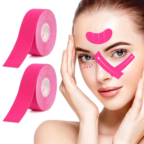 2 Rollen Face Lifting Tape,Anti Falten Pflaster, Lifting Tapes Gesicht, Anti Falten Gesichtstape,für Glatte Augen,Zornesfalte Pflaster, Multifunktional Face Tape für schlupflider stripes