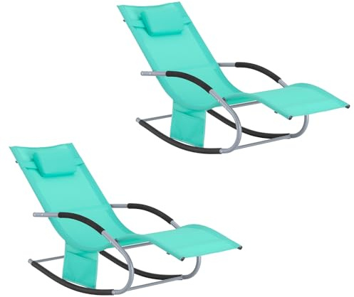 SoBuy Set di 2 Dondoli da Giardino con Cuscino 150×63×87cm, Portata 150kg