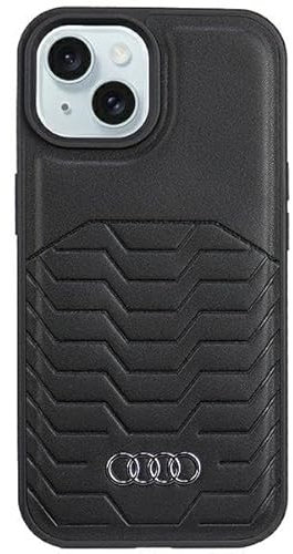 Audi Synthetic Leather Hülle für iPhone 15/14 / 13 6.1 Schwarz hardcase AU-TPUPCMIP15-GT/D3-BK
