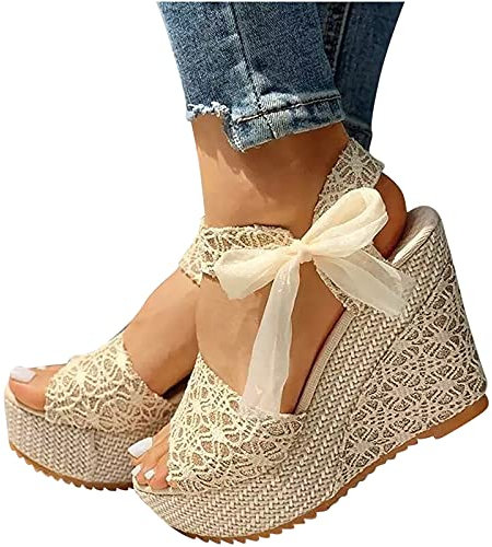 Susenstone 2024 Sandales Femme Ete Confortable Orthopedique Chaussures AntidéRapantes Respirantes Sandales Et Nu-Pieds BohêMe Compensées Sandales Avec Talon Plateforme Comfy Sandales
