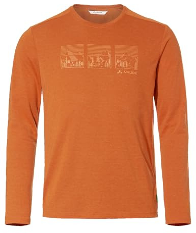 VAUDE Herren Baselayer Rosemoor Ls T-Shirt III, leicht und trotzdem angenehm wärmend, plegeleicht und schnelltrocknend, Kumquat, M