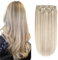 XDhair Clip in Extensions Echthaar Clip in Remy Haarverlängerungen Echthaar Dreckiges Blond Highlights Bleichblond 50cm 120g Echthaar Extensions 6 Stück（#18P613-20 Zoll）