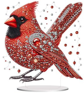 Meecaa Kit de décoration de bureau en diamant à faire soi-même - Oiseau rouge - Forme spéciale - Peinture diamant en cristal - Décoration de table - Décoration d'intérieur (oiseau)