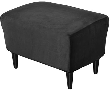 ZJQJRMB Samt Ottomane Schonbezug Elastisch,Weich Hockerbezug Rechteckig Antirutsch Bezug Für Ottomane Mit Elastischem Boden Waschbar Sofahusse Zum Wohnzimmer-Black||M