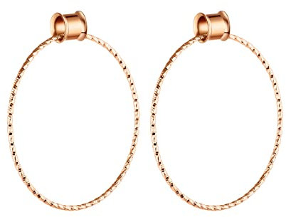 Grewod Plugs 8MM, Edelstahl Rosegold mit Groß Creolen Hängend Ohr Tunnel Damen Flesh Tunnel Ohr Expander Piercing Schmuck, 2 Stk