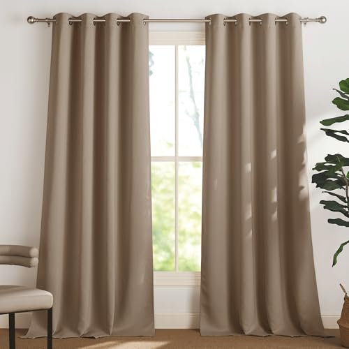 PONY DANCE Blickdichte Vorhänge mit Ösen Übergardinen Wohnzimmer 2er Set H 230 x B 140 cm Cappuccino, Verdunkelungsvorhang Thermal Curtains for Bedroom/Living Room