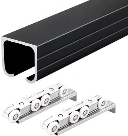 Kit de quincaillerie pour porte coulissante en aluminium avec rail de porte coulissante de 9,1 m, 8,5 m, 7,3 m, 6,1 m, 5,5 m, 4,9 m, 3,7 m, 3 m, 2,4 m, 1,8 m, 1,2 m, 0,6 m, pour une utilisation