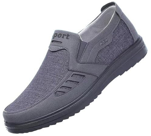 Generisch Zapatos de hombre Pies anchos para primavera y, parte inferior plana, malla ligera y transpirable, sin cordones, cómodos, monocromáticos, simples. Características: zapatos para hombre ancho,