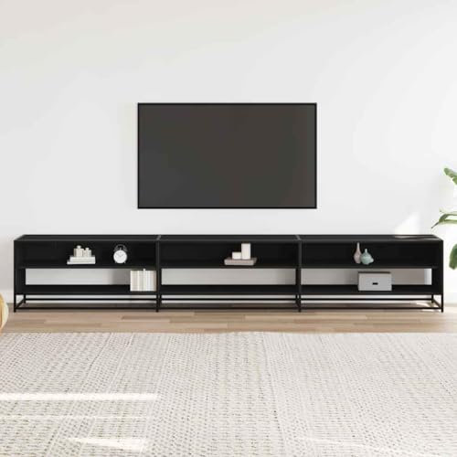 ZXDTVFGN 270cm TV Stand for TVs up to 100 Inches, Wide Cabinet Media Entertainment Center with 2 Tier Modern Unit Console Table Living Room Bedroom (Black)