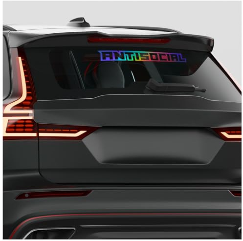 Finest Folia Frontscheibenaufkleber Antisocial Schriftzug für Auto Frontscheibe Aufkleber Heckscheibe Windschutzscheibe Sticker Tuning Fahrzeug Dekor FS146 (Hologramm, Außenklebend)