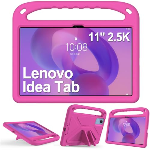 XunyLyee Niños Funda para Lenovo Idea Tab 11 Tablet Capa TB336ZU/ TB336FU | 11 Pulgadas Tablet 2025, Soporte Función con asa a Prueba de Golpes Funda, Rosa