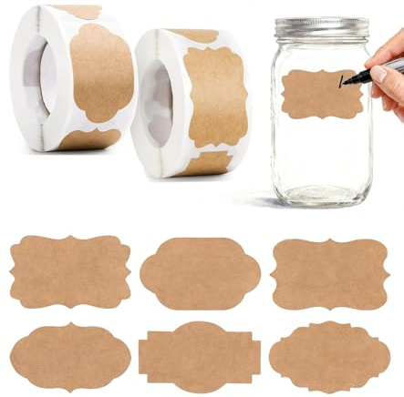 600 Stücke Kraft Etiketten Aufkleber, Selbstklebend Aufkleber Beschriften Geschenksticker Aufkleber Marmeladen Etiketten Geschenk Dekor Sticker für Flaschenetiketten Handwerk Geschenkaufkleber