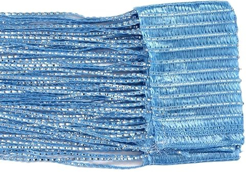 PTNKUIIY Fadenvorhang 2 Stück Fadengardinen 100 X 200 cm Glitzer Fadenvorhang Raumteiler Dekoration Kürzbar Türvorhang Zimmer Fransenvorhang für Hochzeit, Café, Restaurant, Türen, Fenster -Himmelblau