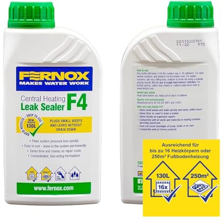 Fernox Leak Sealer F4 500 ml | Schnellwirkender Heizungs-Dichtstoff | Abdichtung von Mikrolecks in Zentralheizungen | Dauerhaft & materialsicher
