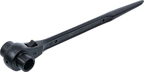 BGS 308 | Gerüstbauer-Knarre | SW 17 x 19 mm | CV-Stahl | Gerüstbauratsche / Gerüstbauknarre | rechts / links umschaltbar