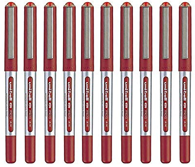 uni-ball UB-150 Rollerball Pens - 0.5 mm Tip - Red Ink - Pack of 10